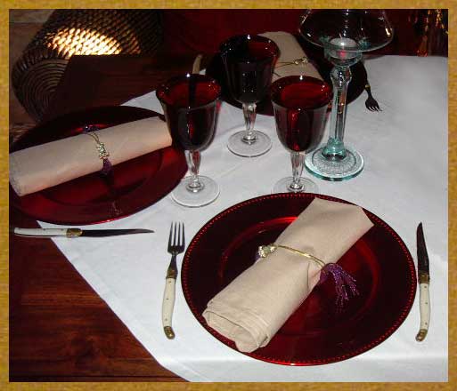 A place setting on one of our tables
